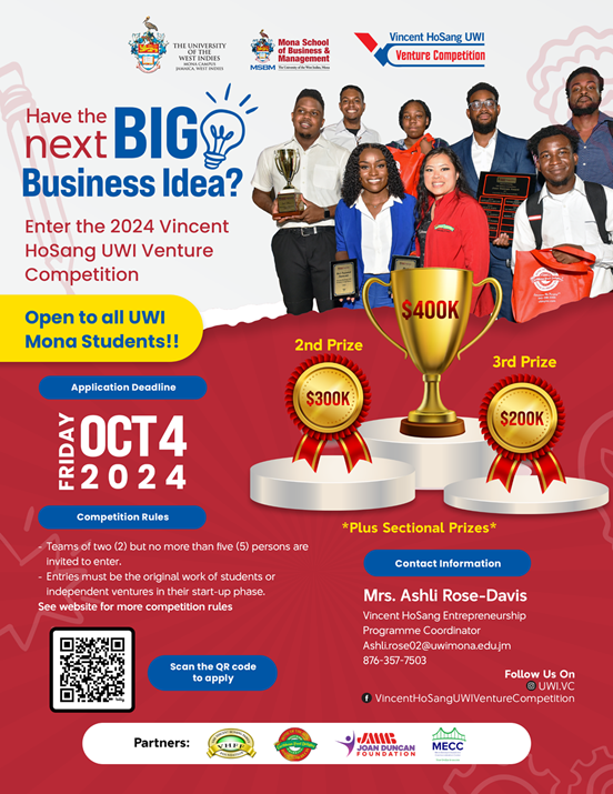 Turn your business idea into reality by entering the UWI Vincent HoSang Venture Competition