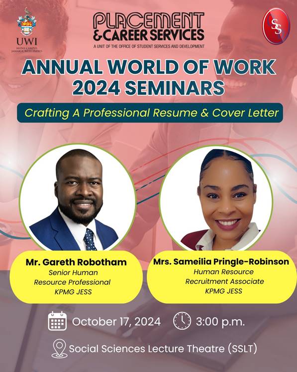 Placement & Career Services' Annual World of Work Seminars 2024 | Crafting A Professional Resume and Cover Letter