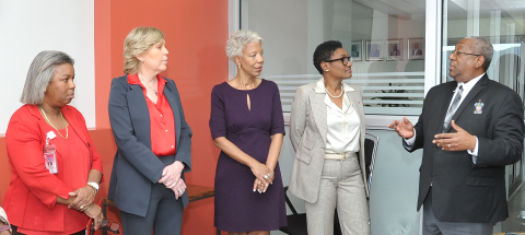 Professor Dale Webber (right) speaks on the history of The UWI’s medical programmes 