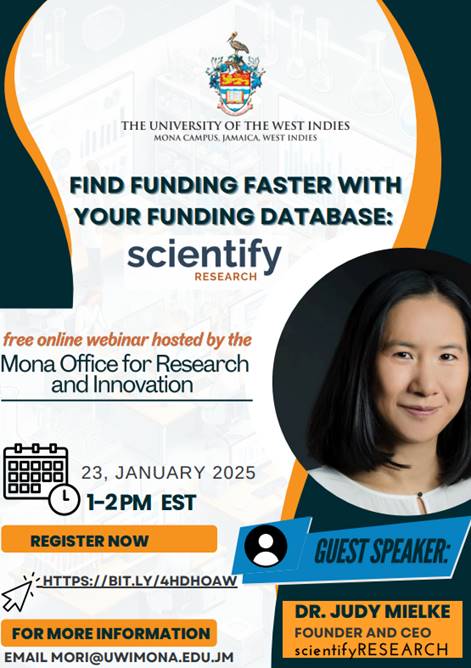 The Mona Office for Research and Innovation (MORI) Free Online Webinar- Find Funding Faster with Scientify Research