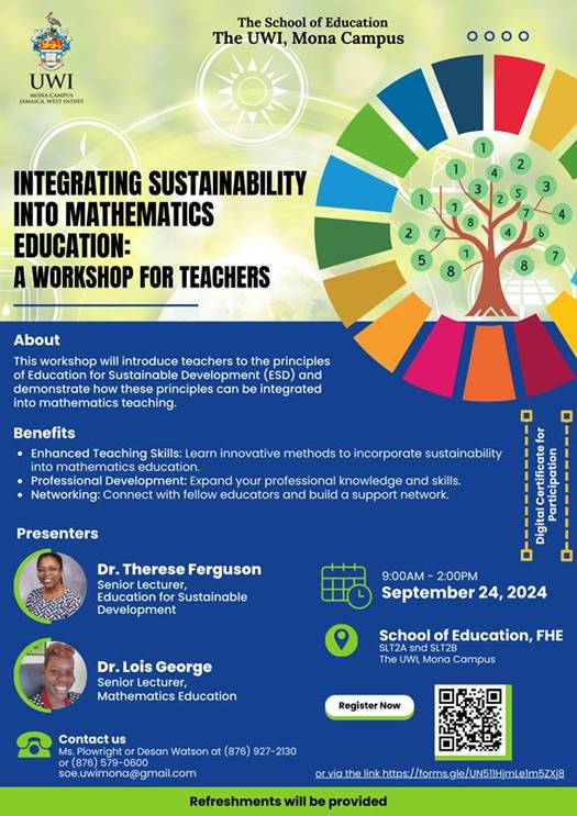 Register Today: Integrating Sustainability into Mathematics Education: A Workshop for Teachers 